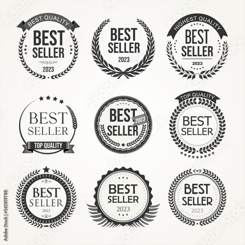 Collection of best seller high and premium quality icon design with laurel wreath logo isolated on white background