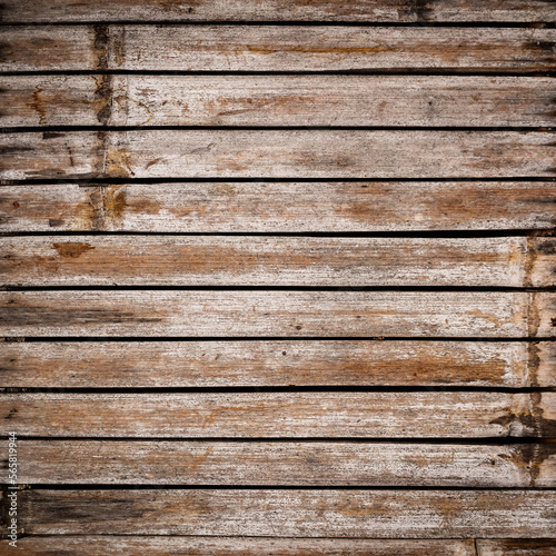 Vintage wood panel. Closed up texture details of the wood, from top view. Wooden background in square size. Slightly grained affect applied