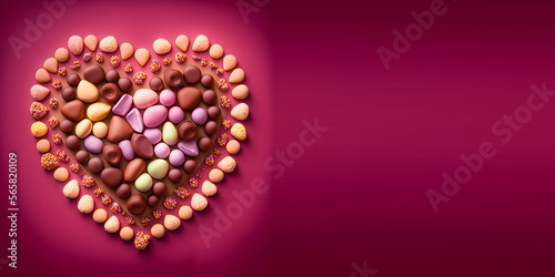 Sweet Chocolate Valentine's Day Banner. Generative AI.