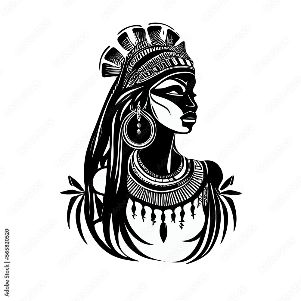 Beautiful black afro women illustration, African woman artwork vector