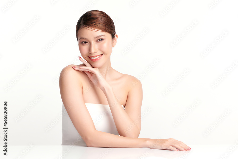 Beautiful young asian woman with clean fresh skin on white background, Face care, Facial treatment, Cosmetology, beauty and spa, Asian women portrait. Beautiful young asian woman with clean fresh skin on white background, Face care, Facial treatment, Cosmetology, beauty and spa, Asian women portrait.