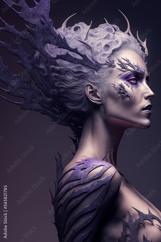 Demon Lilith, side view, bust shot, Generative AI