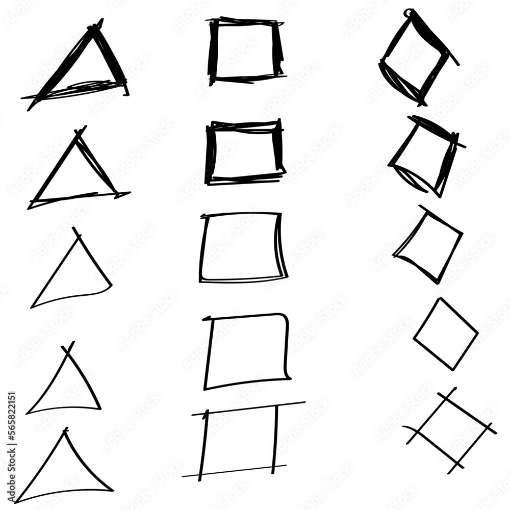 Hand drawn set of objects for design use. Black Vector doodle circles ...