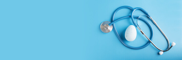 easter egg medical background, easter egg and medical stethoscope banner