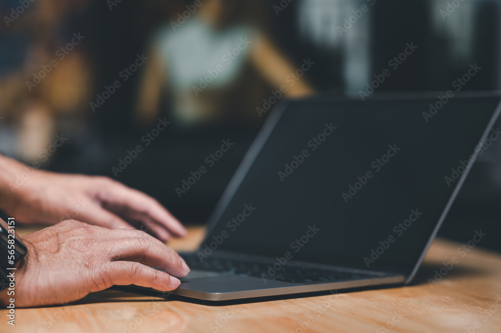 businessman or student using laptop to job at home or office concept. professional Engineer typing on keyboard to connect online network to database server to manage, backup data information customer businessman or student using laptop to job at home or office concept. professional Engineer typing on keyboard to connect online network to database server to manage, backup data information customer
