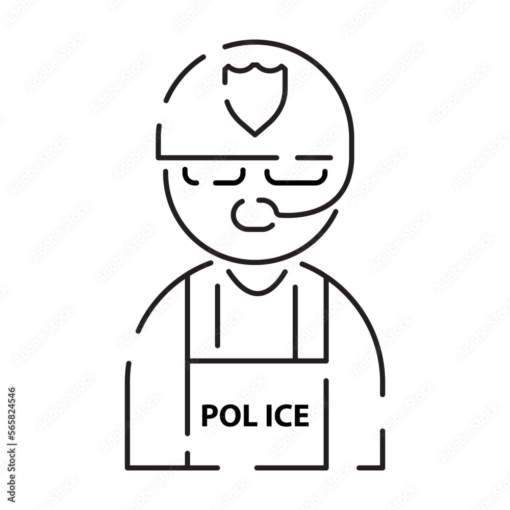 Police line icon. Law and Judgement line icons. Justice, Court of law and Government vector linear icon. Police officer