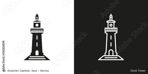 Clock Tower Icon. Landmark building of Apia, the capital city of Samoa
