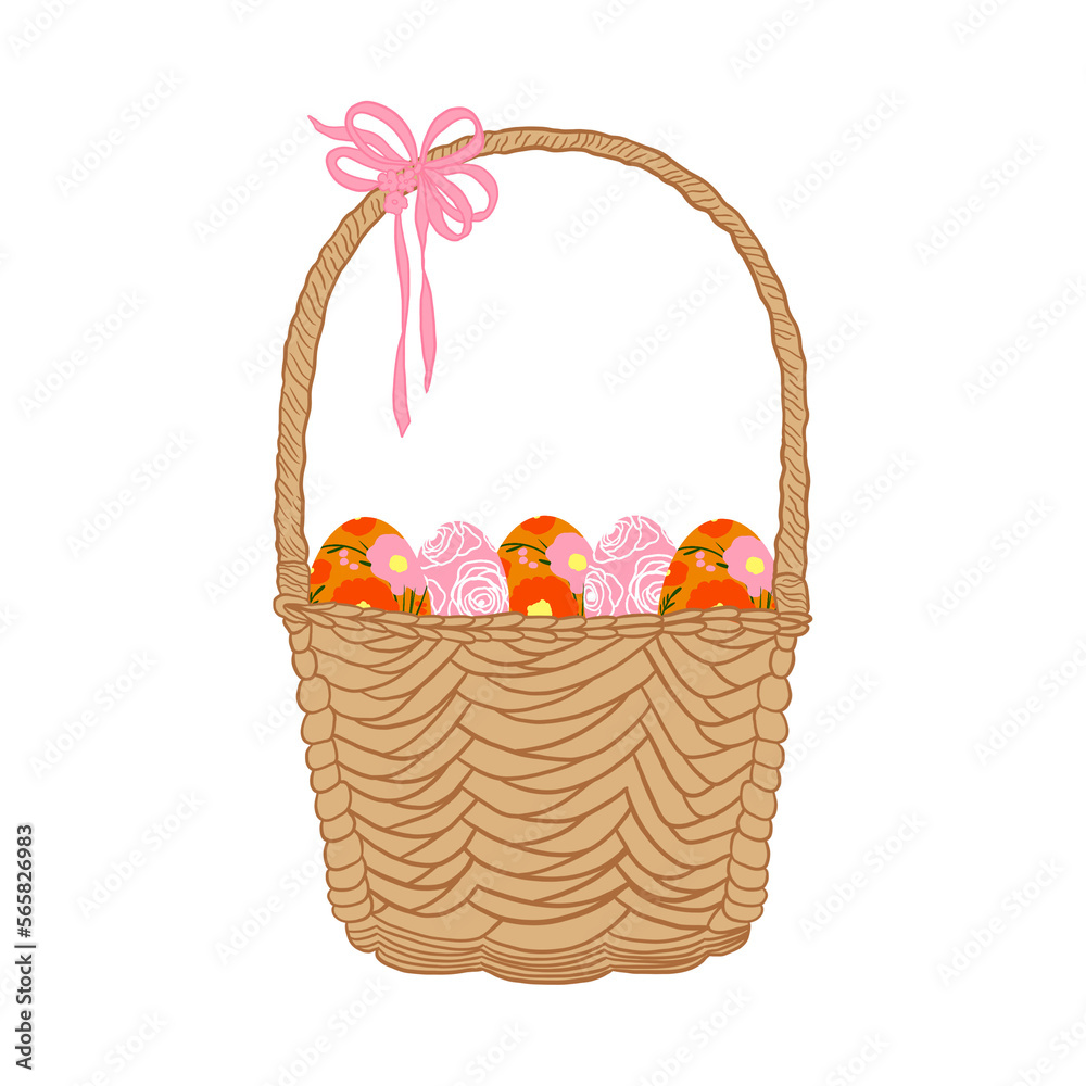 Painted Easter Egg In the Basket Painted Easter Egg In the Basket