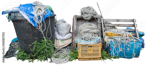 Obraz na plátně Isolated PNG cutout of trash on a transparent background, ideal for photobashing