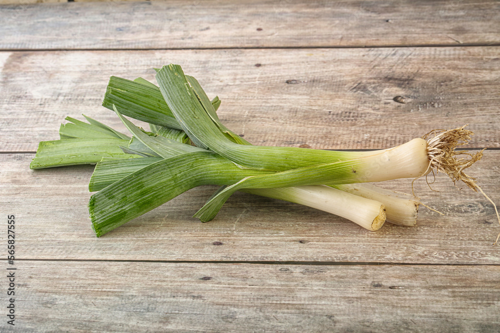 Natural raw organic green leek