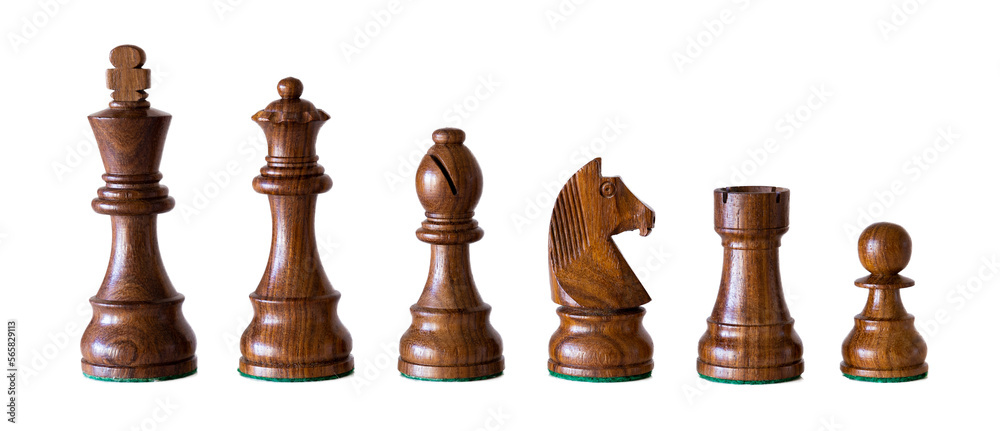 Wooden chess pieces isolated on white background Wooden chess pieces isolated on white background