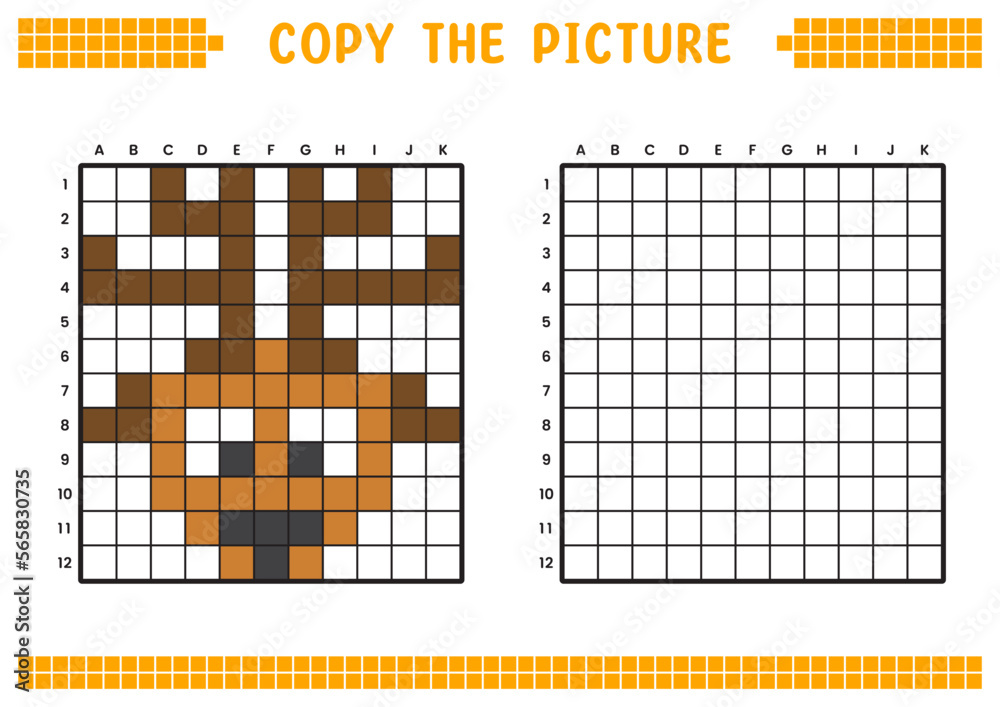Copy the picture, complete the grid image. Educational worksheets ...