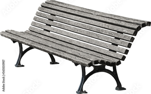 Fotobehang Isolated PNG cutout of a wooden street bench on a transparent background, ideal