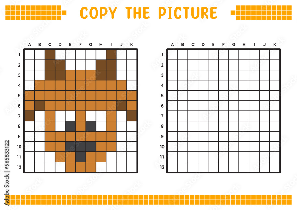 Copy the picture, complete the grid image. Educational worksheets ...