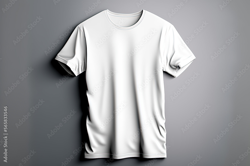 White t-shirt mockup on a minimalistic background. Generative AI. White t-shirt mockup on a minimalistic background. Generative AI.