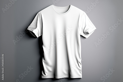 White t-shirt mockup on a minimalistic background. Generative AI.