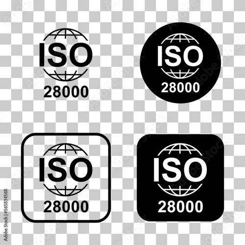 Set of Iso 28000 icon. Security Management Systems. Standard quality symbol. Vector button sign isolated on white background photo