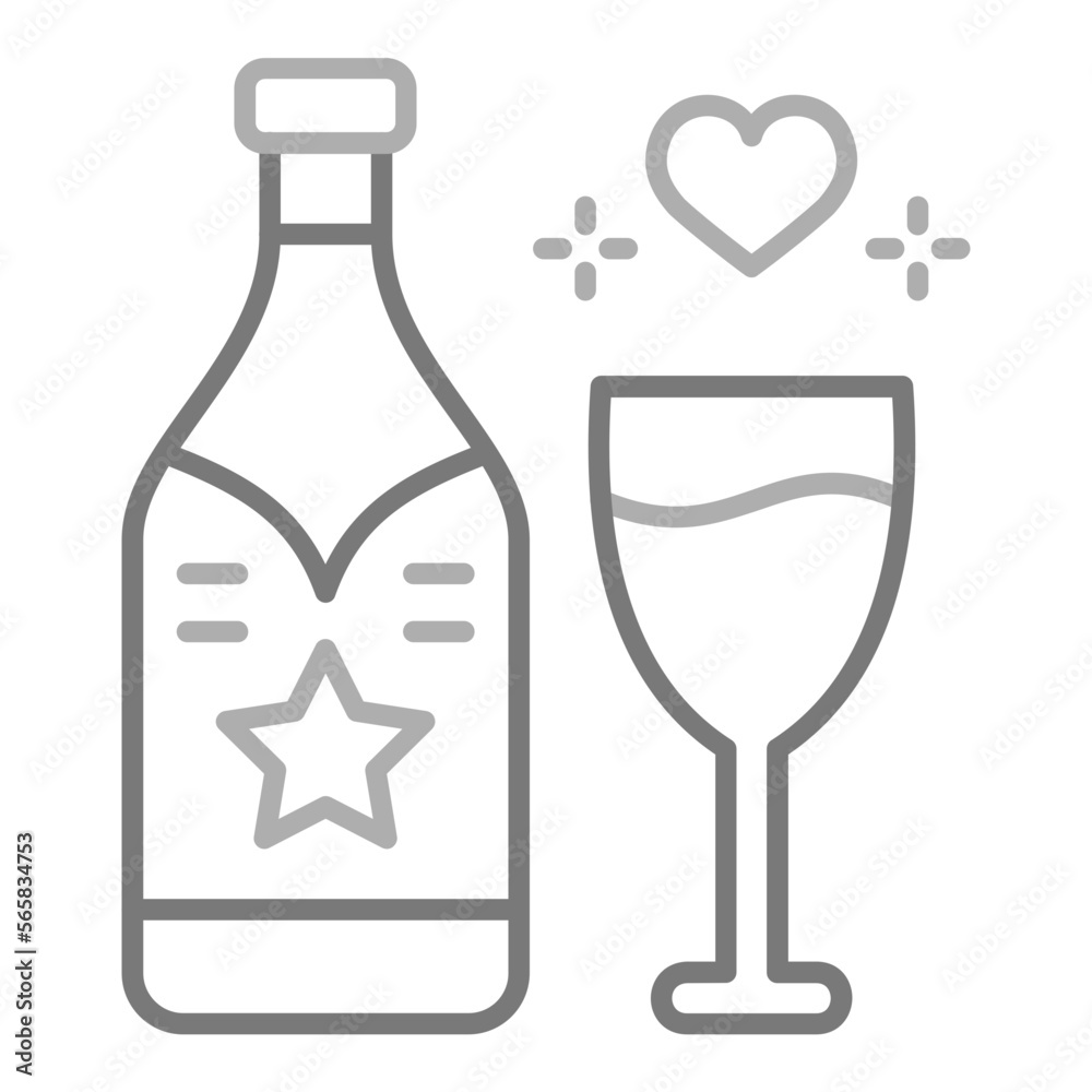 Champagne Greyscale Line Icon