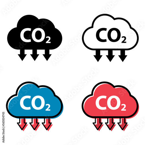 Set of CO2 reduce cloud icon, clean global emission, environment eco design symbol vector illustration