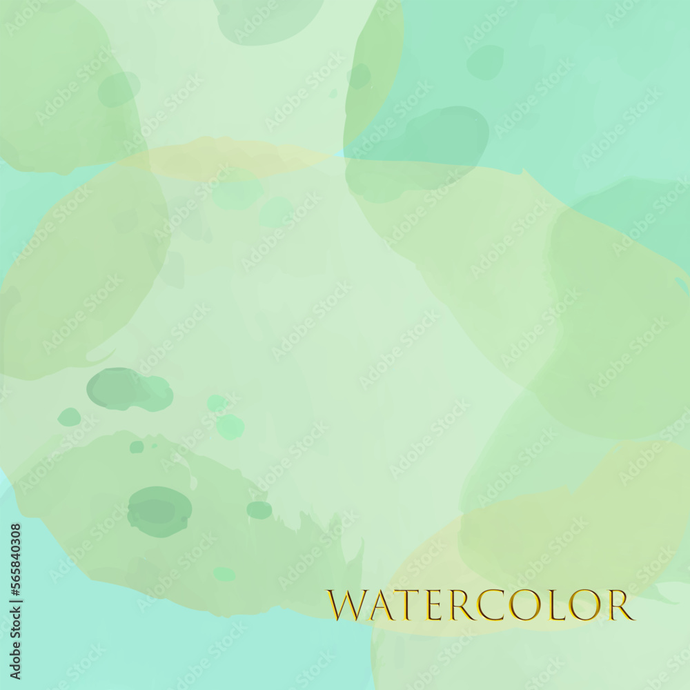 Watercolor background  . Wallpaper design with watercolor turquoise  spots .Vector illustration.