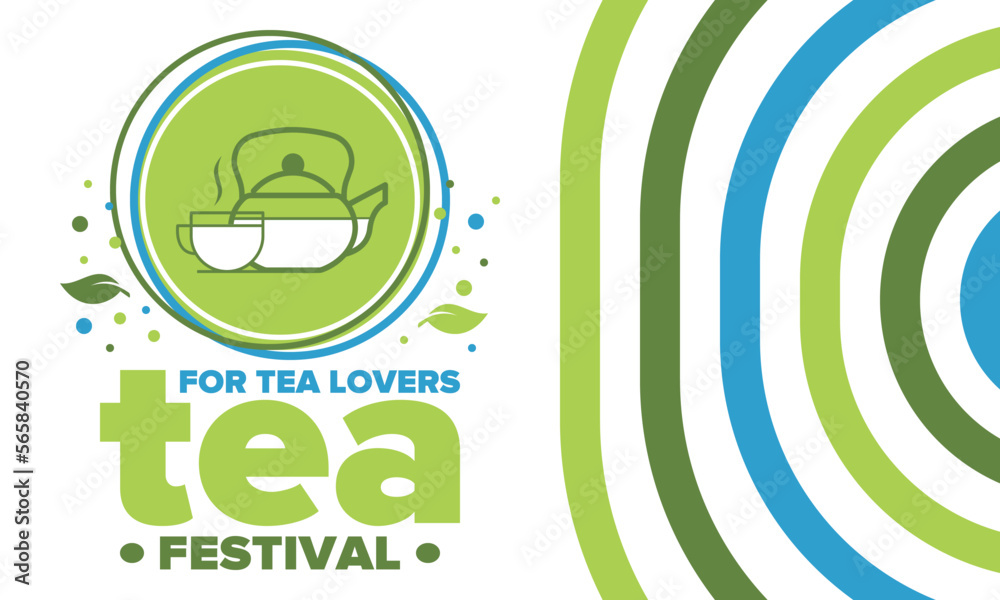 Tea Festival. For tea lovers. Event for professionals in the tea industry. Tea ceremony. Delicious leaf tea. Cafes and restaurants. Trainings for baristas from staff schools. Creative Illustration