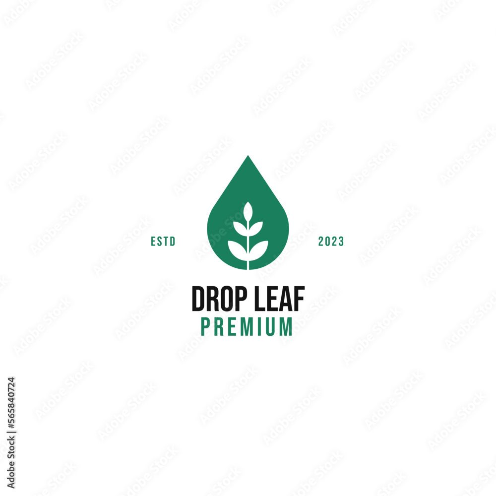 Flat drop leaf sprout logo design vector illustration