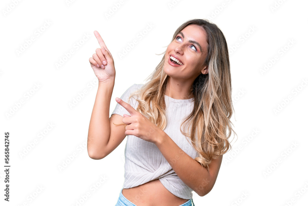 Young Uruguayan woman over isolated background pointing with the index finger a great idea
