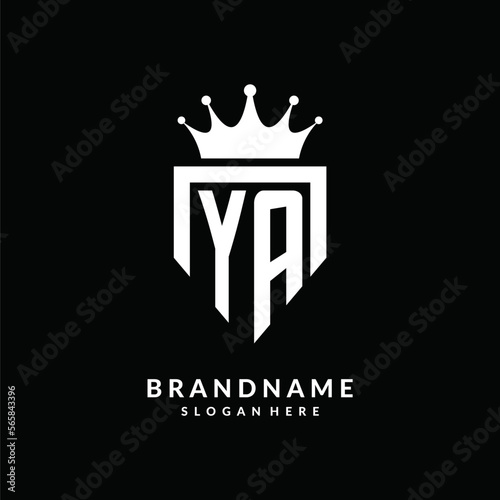 Letter YA logo monogram emblem style with crown shape design template
