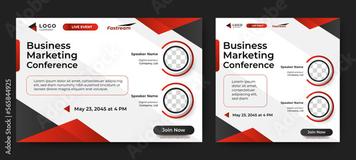 Marketing Strategies live webinar banner invitation and social media post template. Business webinar invitation design
