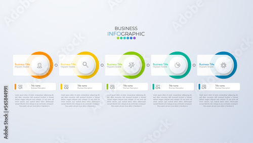 Modern infographic Timeline template can be used for workflow layout, diagram, number options, web design. Infographic business concept with 5 option, parts, steps or processes.