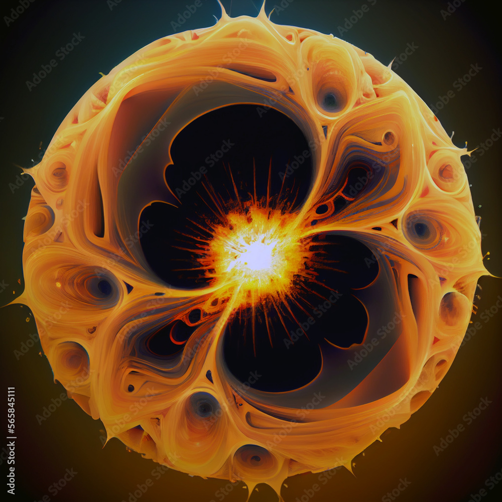 Fusion reaction at infinity, created with Generative AI technology ...