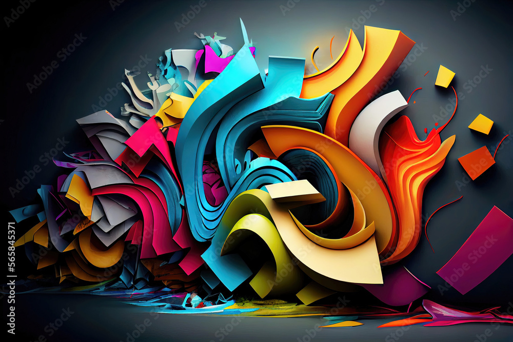 Abstract colorful graffiti texture spray painted on wall (Generative AI ...