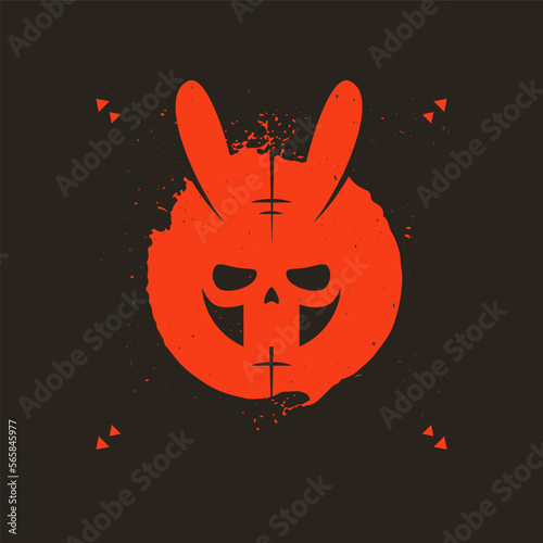 Post-apocalyptic style logotype with atomic rabbit skull. Minimalist modern stylish logo.