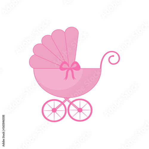 Silhouette of retro stroller on a white background