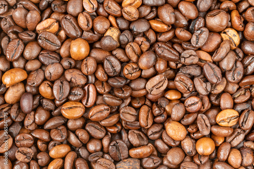 Coffee beans. Texture of coffee beans.