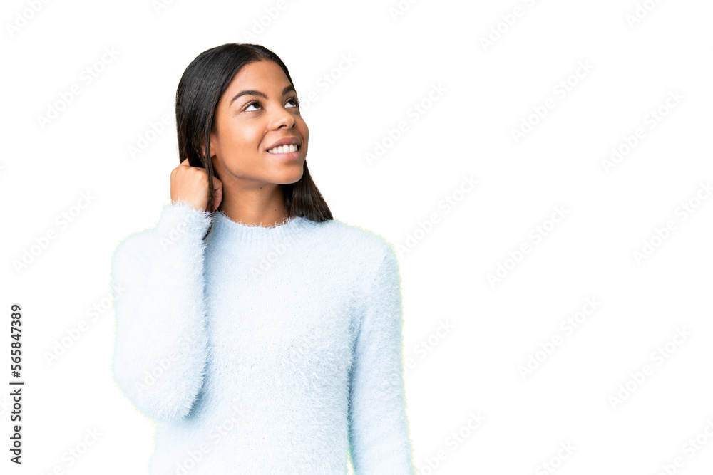 Young African American woman over isolated chroma key background thinking an idea Young African American woman over isolated chroma key background thinking an idea