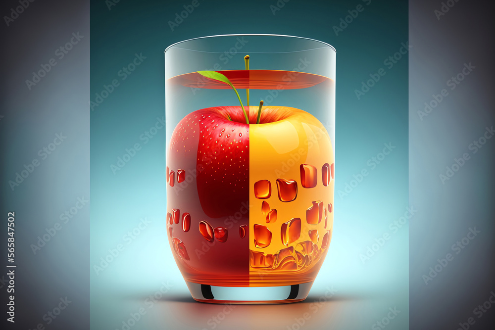 Apple juice glass. Juice splashes. Refreshig fruits concept. Liquid fruits. Generative AI. Apple juice glass. Juice splashes. Refreshig fruits concept. Liquid fruits. Generative AI.