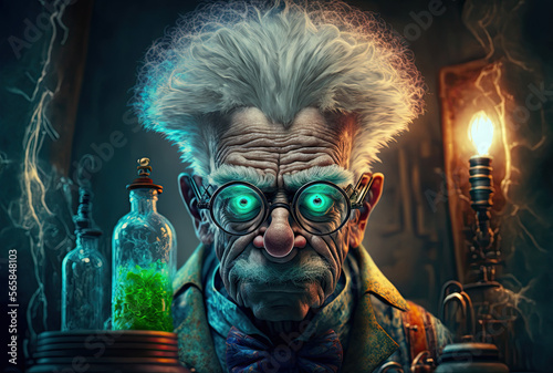 Mad scientist, generated by ai photo