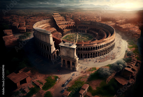 Print op canvas Ancient Rome top view panorama