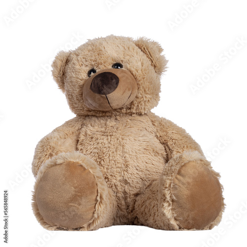 Foto Cute new light brown toy teddy bear sitting facing front