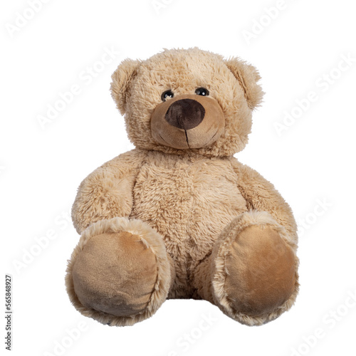 Canvastavla Cute new light brown toy teddy bear sitting facing front