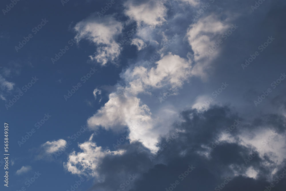 View on white and blue clouds in the sky