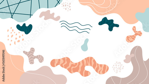 Hand drawn flat abstract shapes background