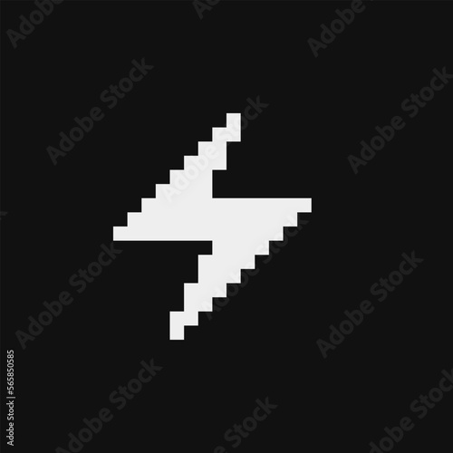 Hight voltage emoji. Electricity icon. Flash lightning. High voltage logo. High Voltage Sign. Charging icon. Pixel art style design. 1-bit sprites. Isolated vector illustration.