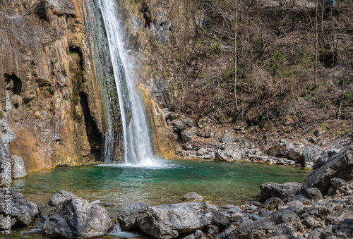 Waterfall d’Ampola is one of the most photogenic waterfalls of Italy, is located in Val d’Ampola, east of Storo Village, Trento province in the region Trentino – Alto Adige (Südtirol), Italy, Europe