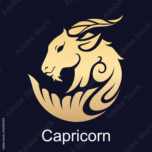 capricorn symbol of zodiac sign in luxury gold style photo