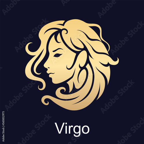 Virgo symbol of zodiac sign in luxury gold style
