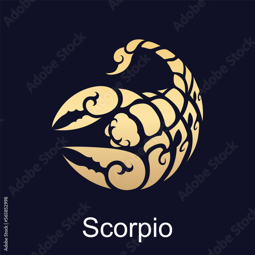Scorpio symbol of zodiac sign in luxury gold style