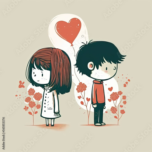 boy and girl in love. Generative AI.
