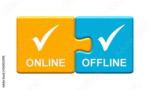Online und offline erreichbar - Puzzle Button photo